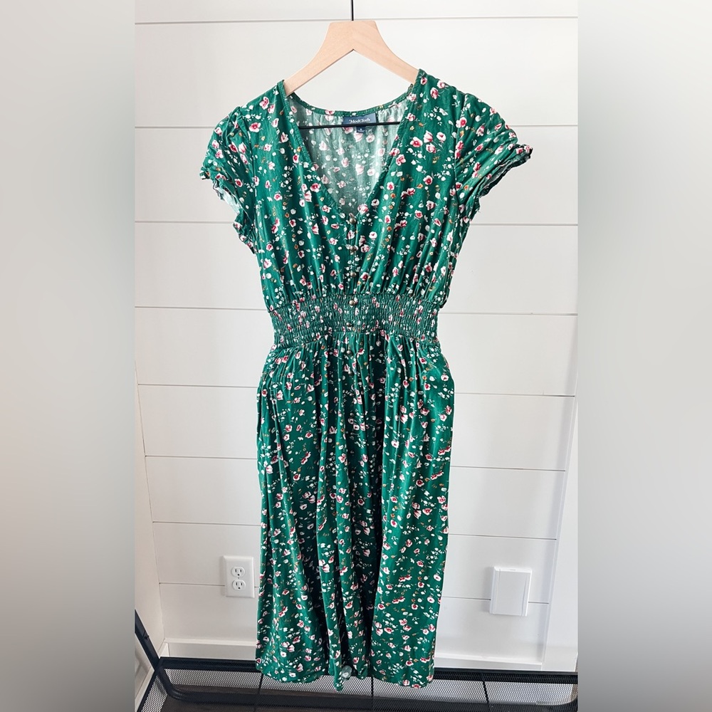 Modcloth Green Floral Midi Dress